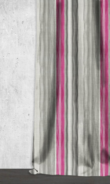 'Prima Donna' Watercolor Effect Striped Custom Drapes (Grey/ Pink) - Image 2