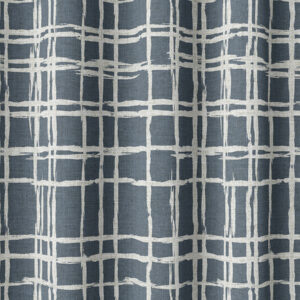 'Breton' Abstract Patterned Custom Drapes (Petrol Blue/ White)