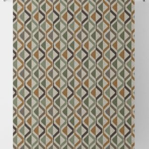 'Minute Beige' Geometric Print Window Drapes (Green/ Orange/ Gray)
