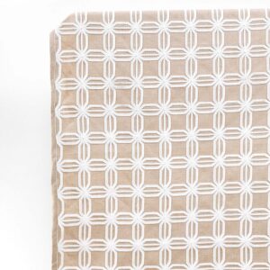 'Moss Island' Geometric Cotton-Linen Window Drapes (Beige/ White)