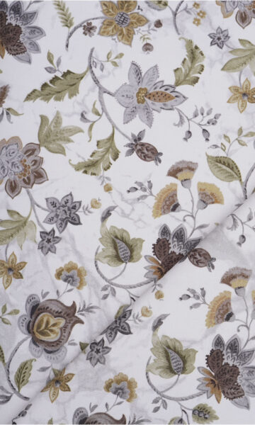'Aafreen' Fabric Swatch (White/ Grey/ Green) - Image 4