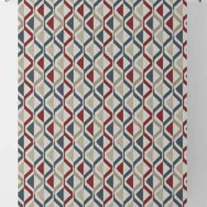 'Positive Red' Zig-Zag Striped Window Curtains (Red/ Blue/ Beige)