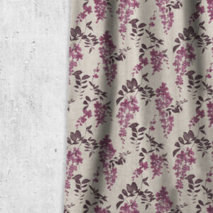 'Maracas' Dimout Floral Made-to-Measure Curtains (Purple/ Grey)