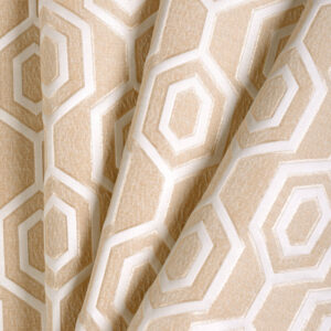 'Doku' Honeycomb Patterned Custom Drapes (Sand Beige/ White)