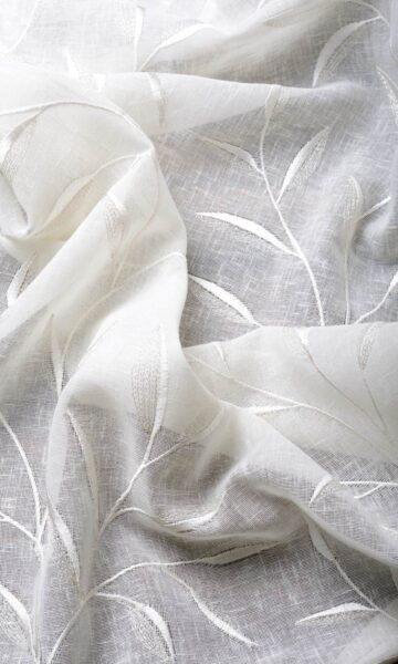 'Cotton Wool' Sheer Floral Embroidery Custom Drapes (White/ Cream) - Image 4