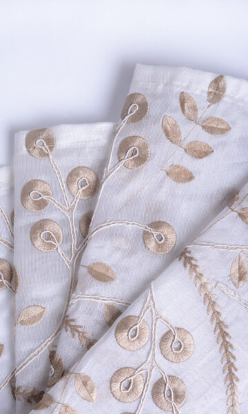 'Gold Mist' Nature Inspired Sheer Bespoke Drapes (White/ Golden Beige) - Image 4