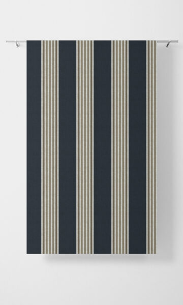 'Lights Out' Modern Striped Custom Curtains (Navy Blue/ Brown) - Image 3