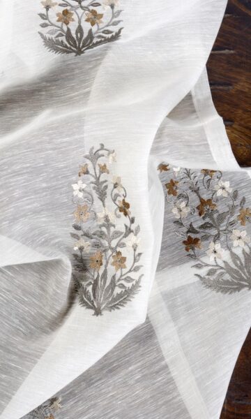 'Snehal' Fabric by the Yard (White/ Grey/ Brown) - Image 5
