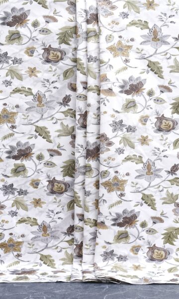 'Aafreen' Fabric Swatch (White/ Grey/ Green) - Image 2