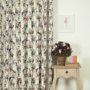 'Dragonfly Pink' Butterfly Print Cotton Bespoke Drapes (Pink/ Purple)