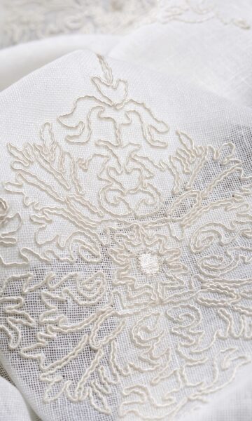 'Angel Cloud' Sheer Floral Embroidered Custom Drapery (White/ Cream) - Image 4
