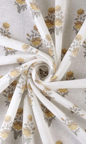 'Arivu' Sheer Floral Made-to-Measure Curtains (Cream/ Yellow) - Image 3
