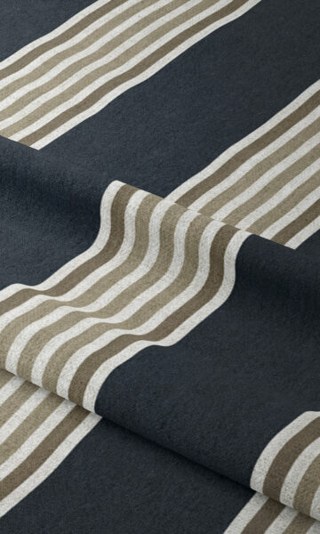 'Lights Out' Modern Striped Custom Curtains (Navy Blue/ Brown) - Image 2