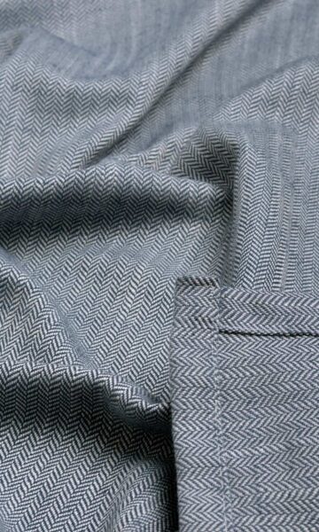 'Blue Clover' Herringbone Textured Custom Drapes (Denim/ Navy Blue) - Image 7