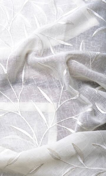 'Cotton Wool' Sheer Floral Embroidery Custom Drapes (White/ Cream) - Image 7