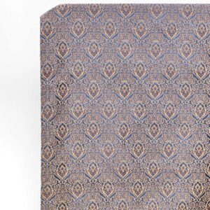 'Gilded Navy' Damask Velvet Made-to-Measure Drapes (Beige/ Blue)