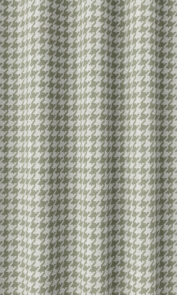 'Freesia' Houndstooth Patterned Bespoke Drapery (Green/ White)
