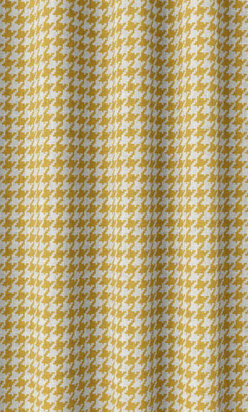 'Summertime' Houndstooth Window Curtains (Deep Yellow/ White)