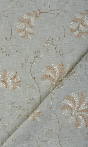'Dinan' Floral Embroidery Custom Drapes (Gray-Green) - Image 3