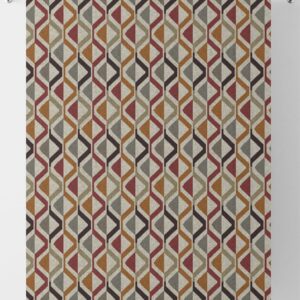 'Charisma' Geometric Striped Custom Drapes (Red/ Orange/ Grey)