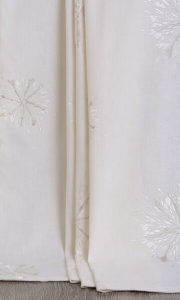 'Autun' Sunburst Embroidered Bespoke Drapery (White/ Pale Gray) - Image 3