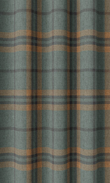 'Julep' Plaid Made-to-Measure Curtains (Teal/ Mustard) - Image 3