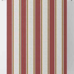 'English Rose' Contemporary Striped Window Drapery (White & Red)