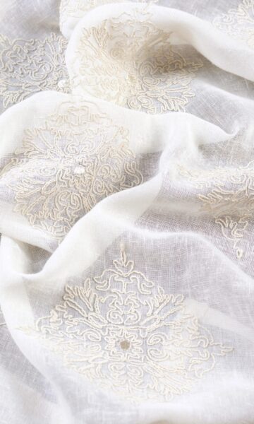 'Angel Cloud' Sheer Floral Embroidered Custom Drapery (White/ Cream) - Image 3