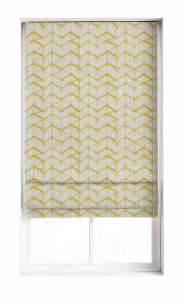 'Himitsu' Geo Print Custom Drapery (Eggshell White/ Yellow) - Image 2