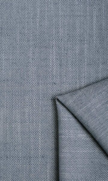 'Blue Clover' Herringbone Textured Custom Drapes (Denim/ Navy Blue) - Image 5