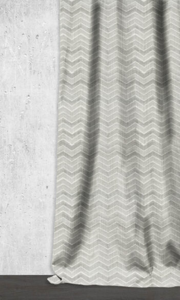 'Dove Feather' Chevron Print Custom Drapes (Eggshell White/ Grey)