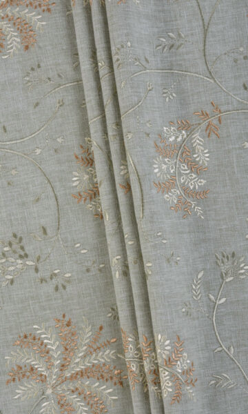 'Dinan' Floral Embroidery Custom Drapes (Gray-Green) - Image 4