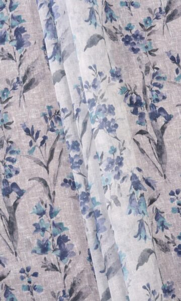 'Blue Wave' Sheer Floral Print Custom Size Drapery (Blue/ Grey) - Image 2
