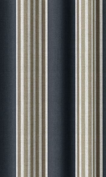 'Lights Out' Modern Striped Custom Curtains (Navy Blue/ Brown)