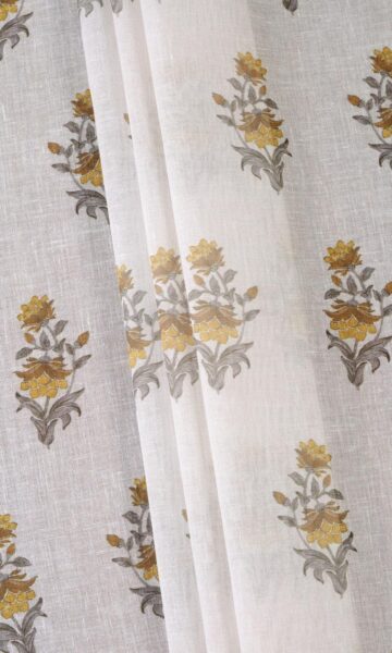 'Arivu' Sheer Floral Made-to-Measure Curtains (Cream/ Yellow) - Image 2
