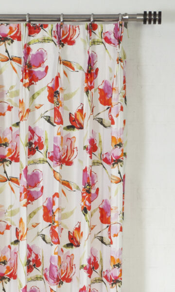 'London in Pink' Floral Cotton Bespoke Curtains (Pink/ Purple) - Image 3