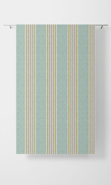 'Light Sabre' Striped Bespoke Drapery (Turquoise Blue/ Green) - Image 4