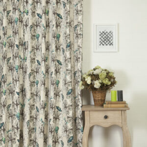 'Dragonfly Blue' Butterfly Print Cotton Bespoke Curtains (Blue)