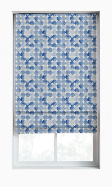 'Cloudless' Polka Dot Bespoke Curtains (Eggshell White/ Blue) - Image 2