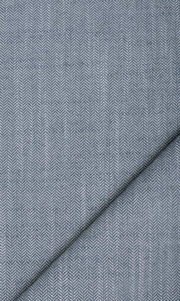 'Blue Clover' Herringbone Textured Custom Drapes (Denim/ Navy Blue) - Image 3