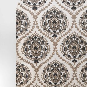 'Nice' Damask Embroidered Custom Drapes (Brown/ Black/ White)