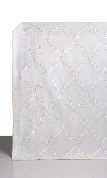 'Crystal Peak' Poly-Linen Embroidered Custom Blinds (White/ Cream) - Image 2