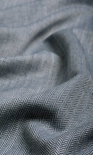 'Blue Clover' Herringbone Textured Custom Drapes (Denim/ Navy Blue) - Image 4