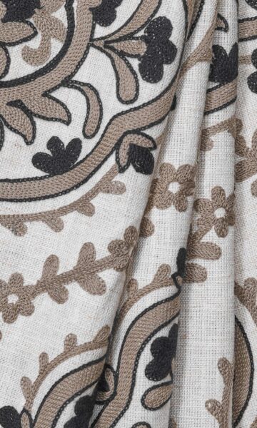 'Nice' Damask Embroidered Custom Drapes (Brown/ Black/ White) - Image 2