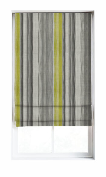 'Cloud Forest' Modern Striped Window Drapes (Pear Green/ Grey)