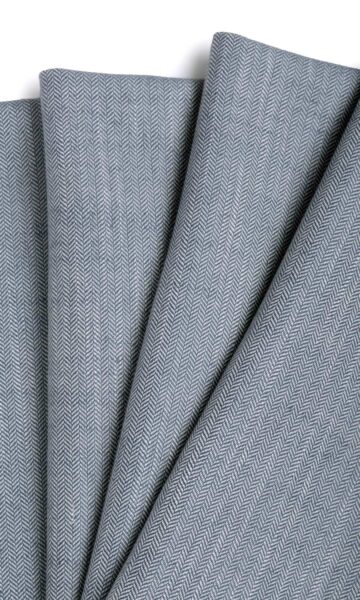 'Blue Clover' Herringbone Textured Custom Drapes (Denim/ Navy Blue) - Image 2