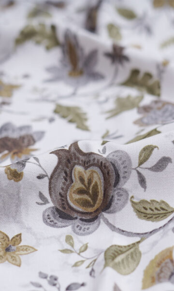 'Aafreen' Fabric Swatch (White/ Grey/ Green) - Image 3