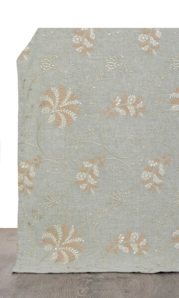 'Dinan' Floral Embroidery Custom Drapes (Gray-Green) - Image 2