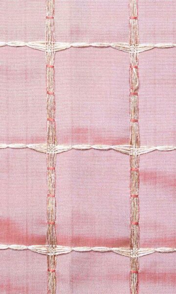 'Haldi' Embroidered Check Custom Drapes (Coral Pink and Gold) - Image 3