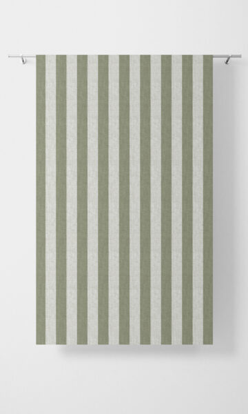 'Autumn Orchid' Modern Striped Bespoke Curtains (Green/ White) - Image 3